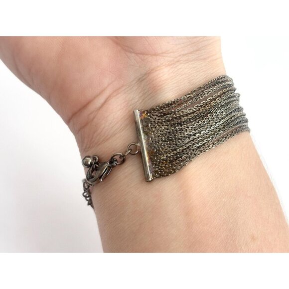 Slinky Multi Strand Silver Toned Chunky Lobster Claw Vintage Bracelet - Picture 7 of 10